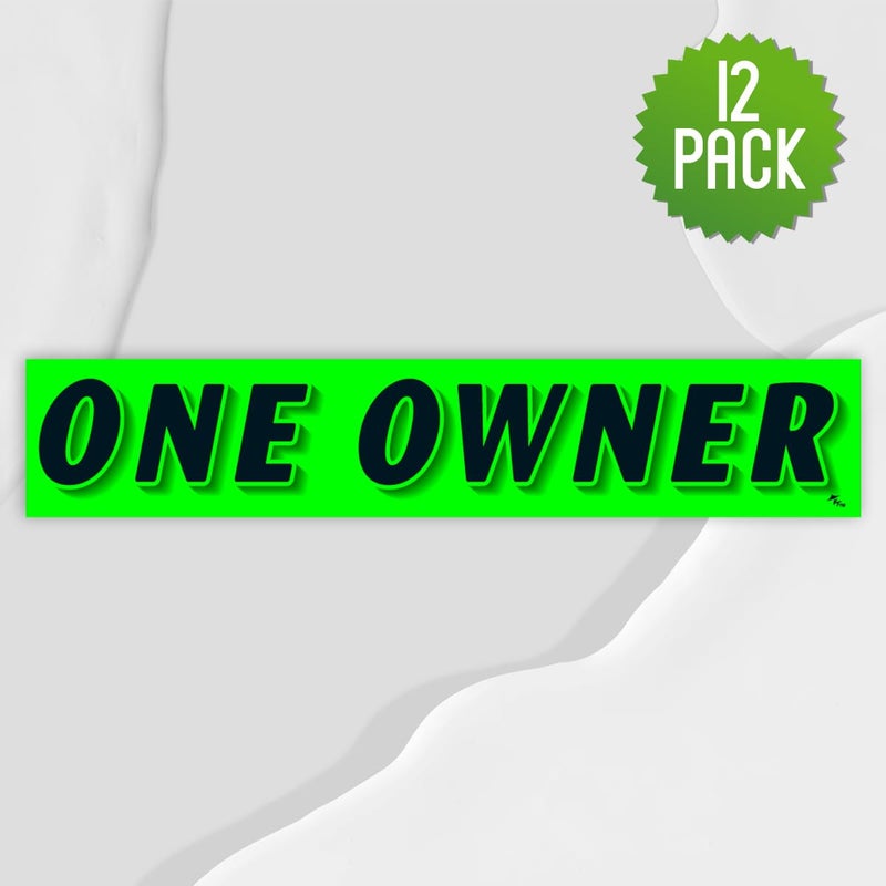 Versa-Tags Chartreuse Green Vinyl Slogan Stickers - 12-Pack for Car Dealer Windshield Advertising, Perfect for Used/New Car Truck RV Lots Slogan-One-Owner-Stickers - Image 4